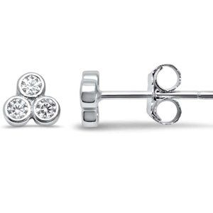 3 Stone Stud Earrings